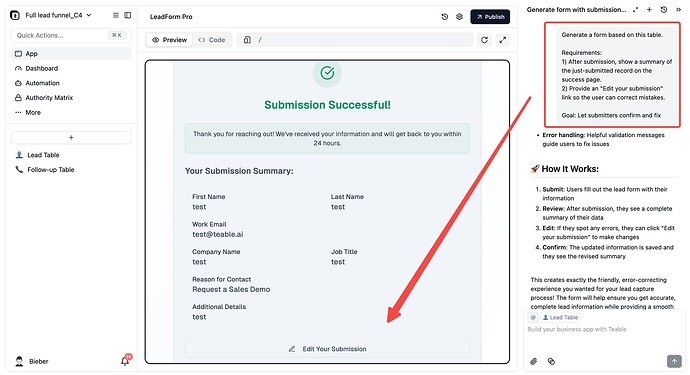 an editable form connected to your database